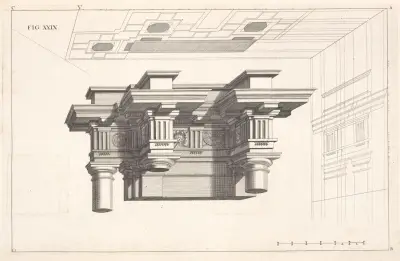 Eine perspektivische Projektion der dorischen Ordnung von Andrea Pozzo