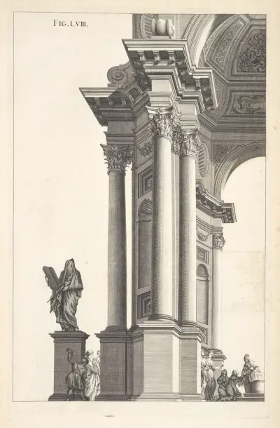 Part of an octangular work of the Corinthian order. av Andrea Pozzo