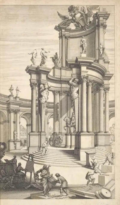 Rules and examples of perspective, proper for painters and architects, etc – Frontispiece av Andrea Pozzo
