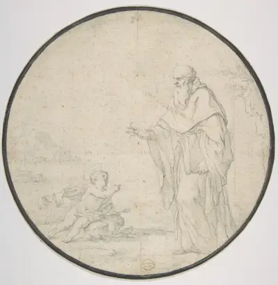 St. Augustine and the Child on the Seashore av Andrea Pozzo