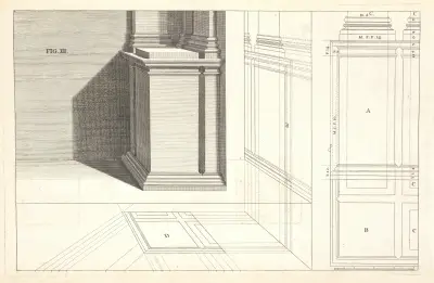 Der korinthische Sockel mit Pilastern in Perspektive von Andrea Pozzo