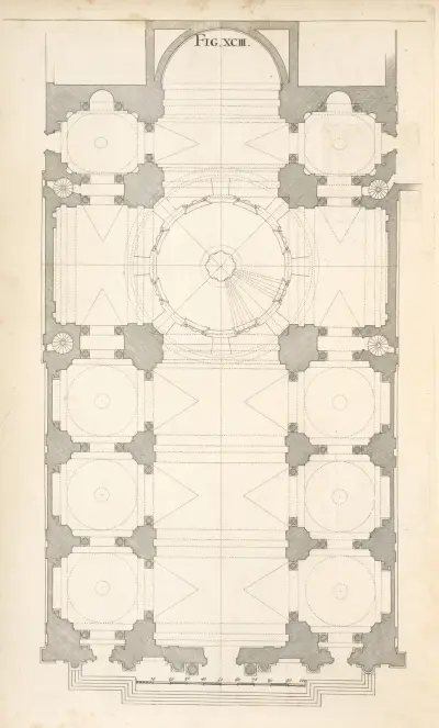The geometrical plan of the church of S. Ignatius at Rome av Andrea Pozzo