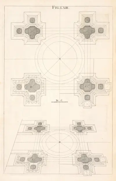 Plan av en kvadratisk design av Andrea Pozzo