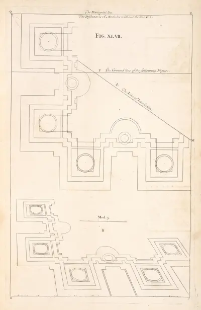 The plan of an Ionick building. av Andrea Pozzo