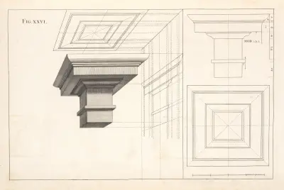 The Tuscan entablature in perspective av Andrea Pozzo