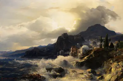 Abendstimmung an der griechischen Küste av Andreas Achenbach