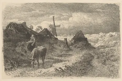 Landscape with a Cow av Andreas Achenbach