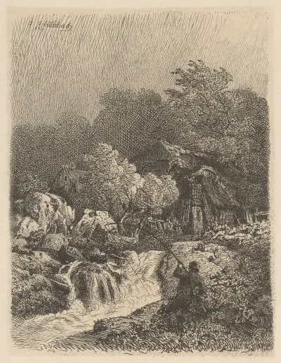 Landscape with a Fisherman av Andreas Achenbach