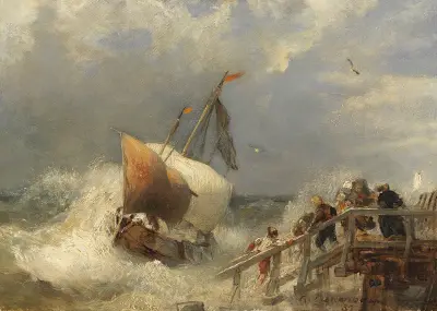 Sturm am Hafen von Andreas Achenbach