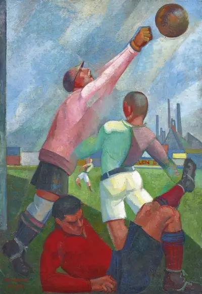 Futbolistas en el llano av Ángel Zárraga