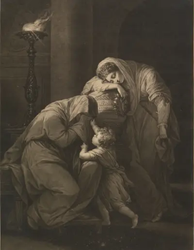 Andromache och Hecuba sörjer över Hectors aska av Angelica Kauffmann