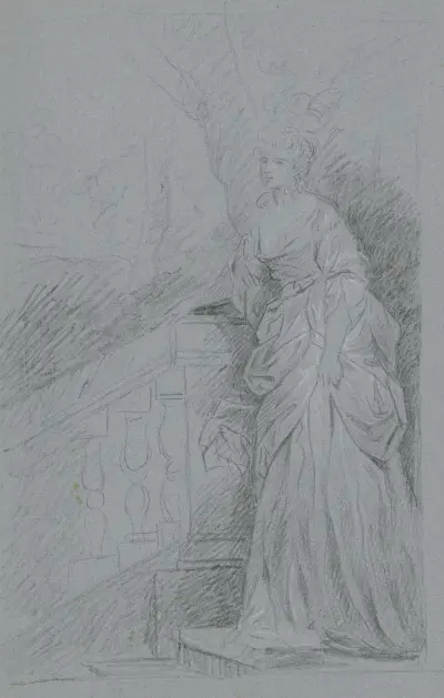 Dam i helfigur på en yttertrappa av Angelica Kauffmann