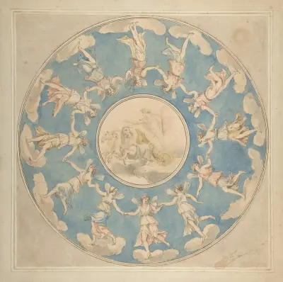 Takdekoration: Apollo och timmarna av Angelica Kauffmann