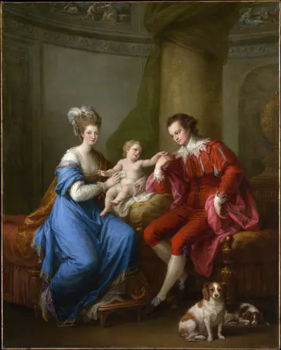 Edward Smith Stanley, tolfte earlen av Derby, med sin första hustru Lady Elizabeth Hamilton och deras son Edward Smith Stanley av Angelica Kauffmann