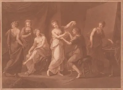 Zeuxis komponerar bilden av Juno av Angelica Kauffmann