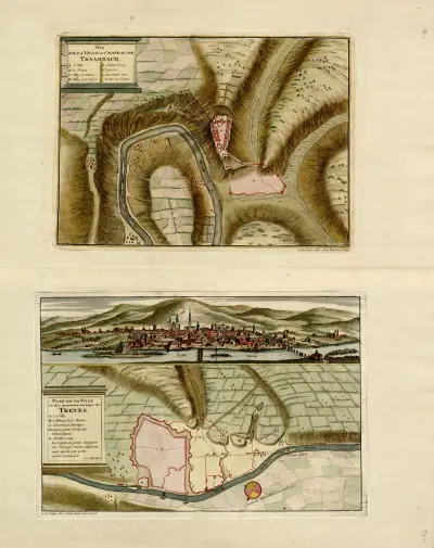 Plan de la ville et chateau de Traarbach; Plan de la ville…de Treves, Anna Beek