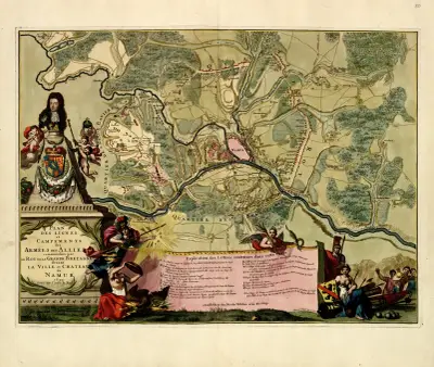 Plan des lignes…de la Grande Bretagne devant la ville et chateau de Namur, Anna Beek