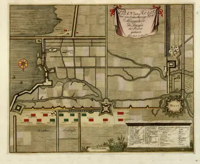 Plan van Hulst met zyn onderhorige forte mitgaders de attaque der France, Anna Beek