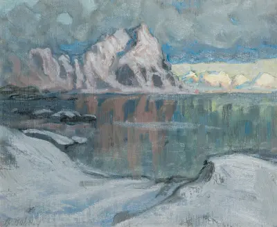 Båtar mellan bergen. Studie från Lofoten av Anna Boberg