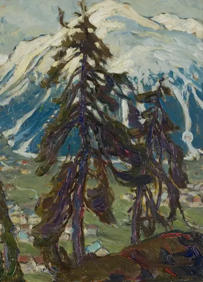 Granskog framför fjällen. Studie från Nordnorge av Anna Boberg