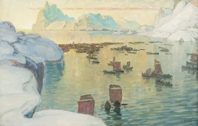 Die ausfahrende Fischerflotte. Studie aus Nordnorwegen von Anna Boberg