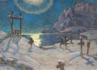 Kyrkogården i bergen. Studie från Lofoten av Anna Boberg