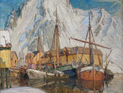 Hamnen i Svolvær, Lofoten av Anna Boberg