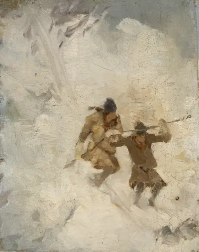 Two Skiing Sami. Study av Anna Nordlander