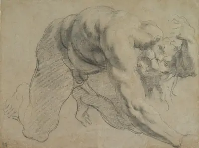 Krypande mansfigur (studie till Cacus) av Annibale Carracci