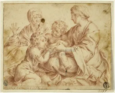 Madonna med barnet och heliga Elisabet och Johannes Döparen av Annibale Carracci