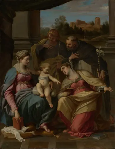 Madonna and Child with Saints Lucy, Dominic, and Louis of France av Annibale Carracci