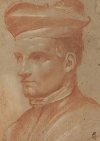 Porträtt av en präst med biretta av Annibale Carracci
