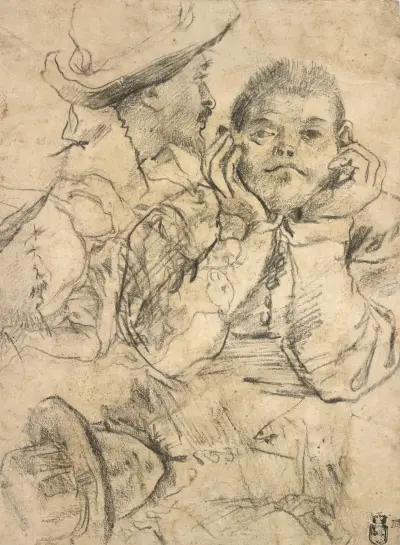 Three Studies of Men av Annibale Carracci