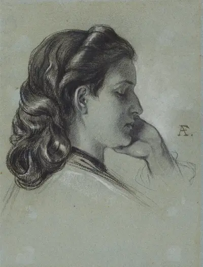 Bildnis einer jungen Frau im Profil av Anselm Feuerbach
