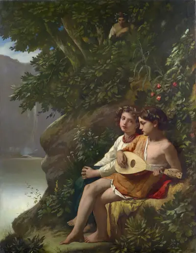Children Making Music Overheard By A Nymph av Anselm Feuerbach