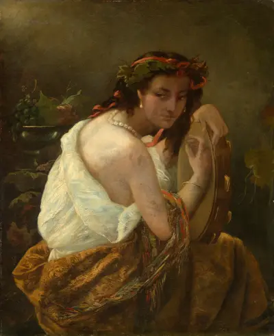 Gypsy with tambourine av Anselm Feuerbach
