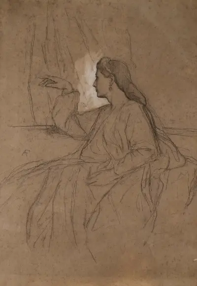 Lesbia med fågeln av Anselm Feuerbach