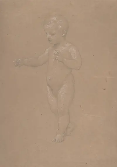 Naken pojke, gående åt vänster av Anselm Feuerbach