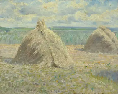 French summer landscape with haystacks, Anshelm Schultzberg
