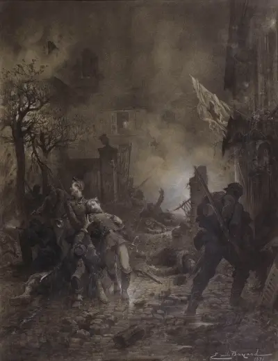 La mort du capitaine Franchetti en 1870 av Émile-Antoine Bayard