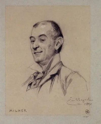 Portrait de Milher, acteur du Palais Royal. av Émile-Antoine Bayard