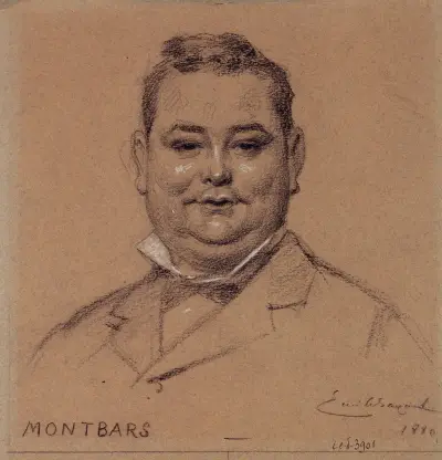 Portrait de Montbars, acteur du Palais Royal. av Émile-Antoine Bayard