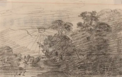 Solnedgång över en bergssjö av Jean-Antoine Linck