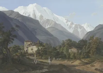 Vue de St. Gervais, de l’Aiguille blance, & du bon homme av Jean-Antoine Linck