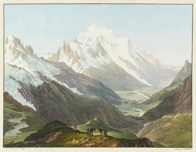 Vue du Mont-Blanc, prise du Sommet du Col de Balme av Jean-Antoine Linck