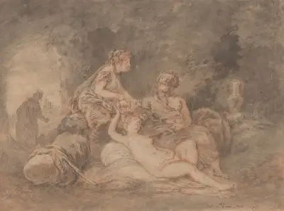 Lot and His Daughters av Antoine Pesne