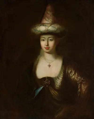 Portrait of a man in an Oriental costume av Antoine Pesne