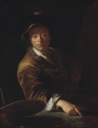 Portrait of a Painter (presumably C. L. Agricola, 1667-1719) av Antoine Pesne