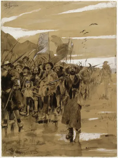 La marche des mineurs av Georges Antoine Rochegrosse