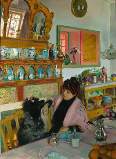 Marie Rochegrosse i matsalen av Georges Antoine Rochegrosse
